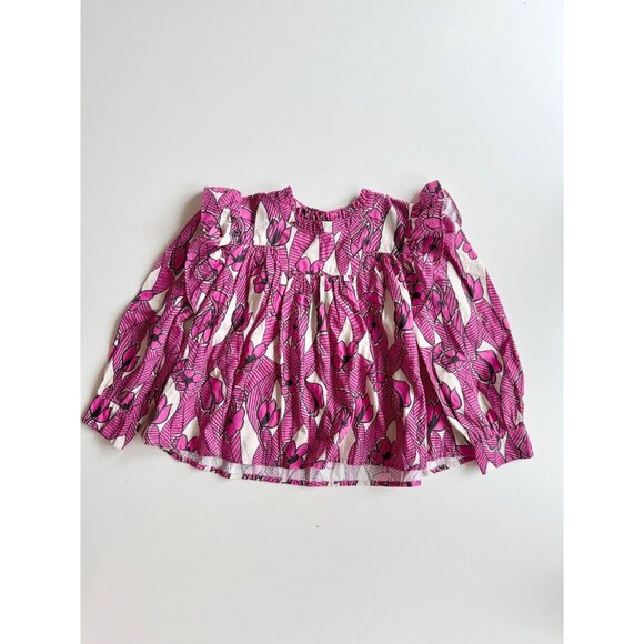Morley Other - Girls' MORLEY Rodeo Pink Twist Floral Print Cotton Ruffle Trim Shirt, Size 8